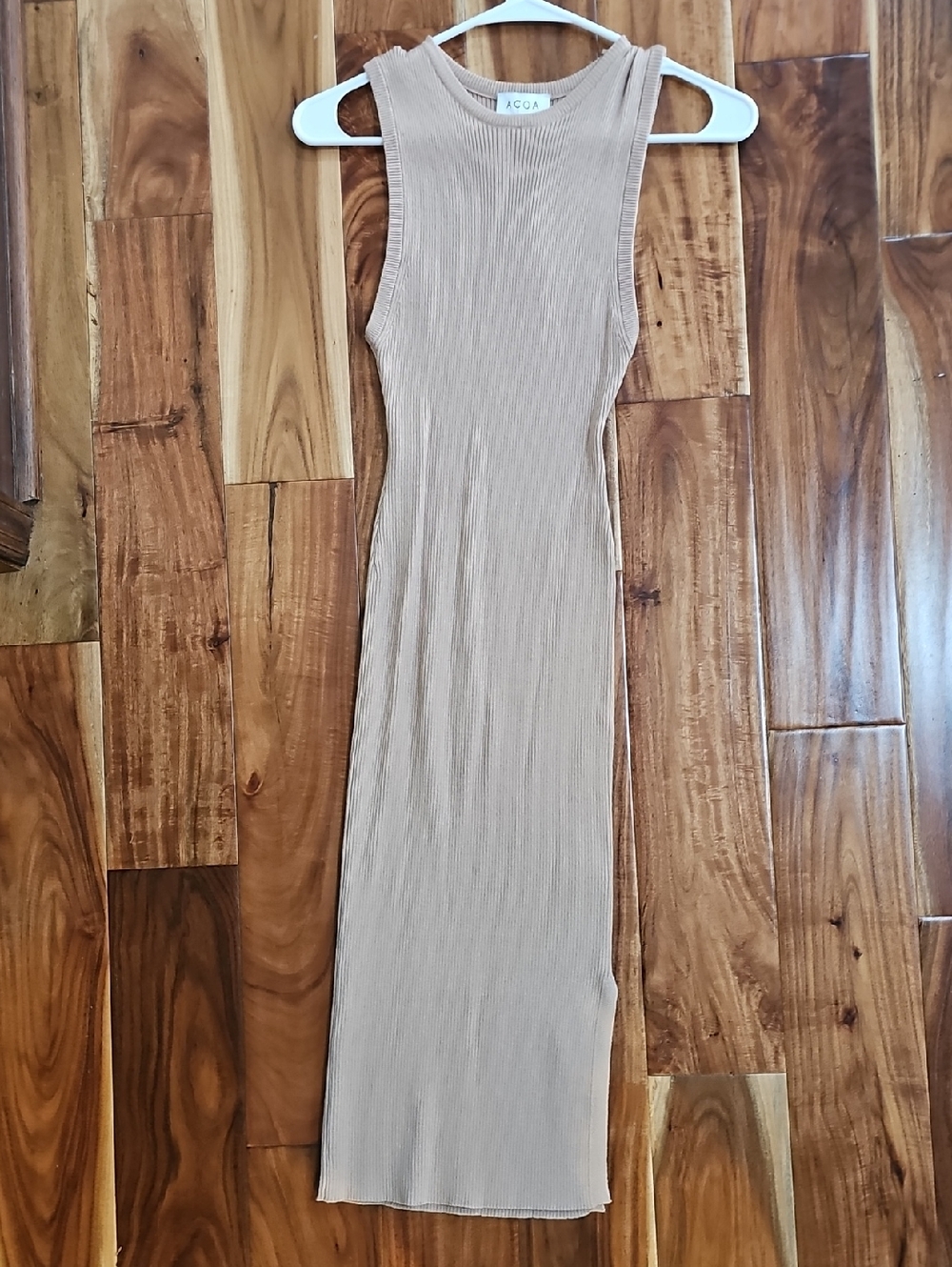 Ribbed Sleeveless Maxi Dress in Taupe